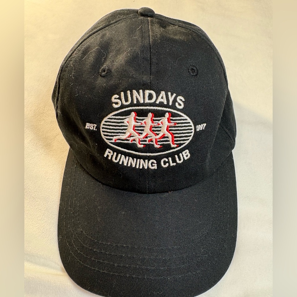 OAK + FORT Sundays Running Club Hat Black Adjustable Dad Cap Embroidered Logo